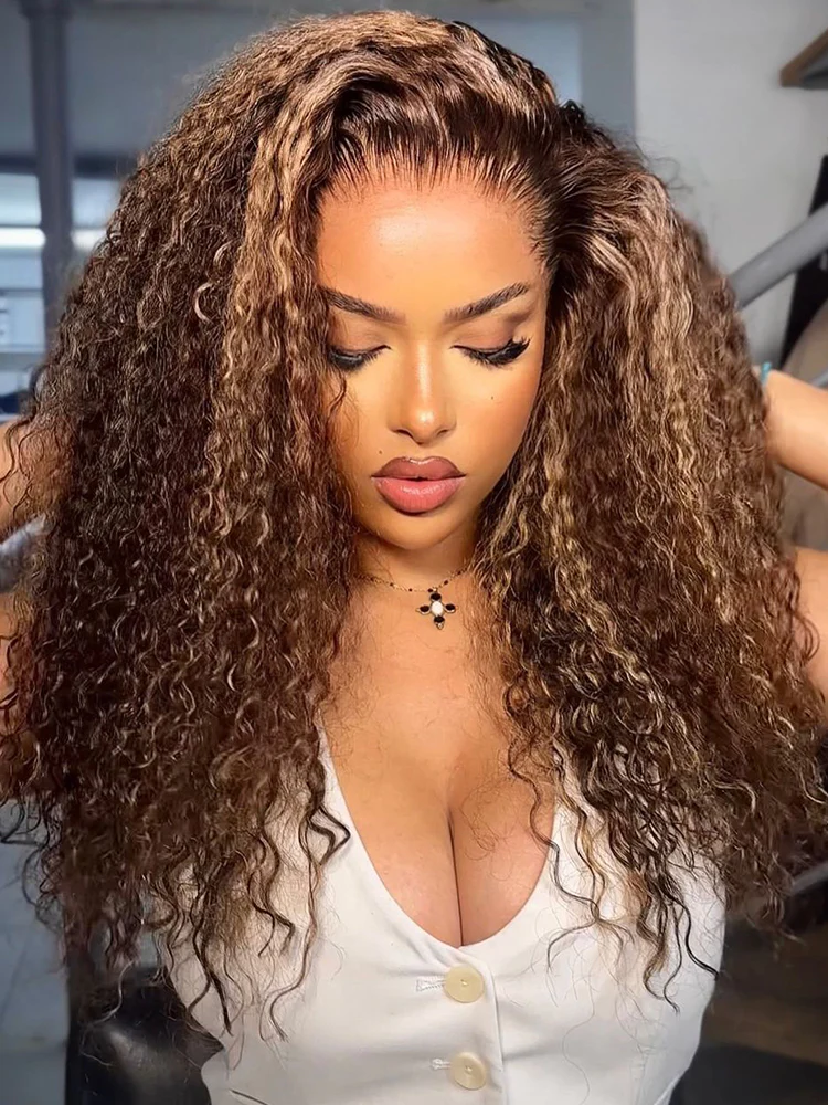 CurlyMe 360 Lace Wear Go Highlight Kinky Curly Hair Glueless Wigs Pre-Plucked Lace Front Wig - Image 5