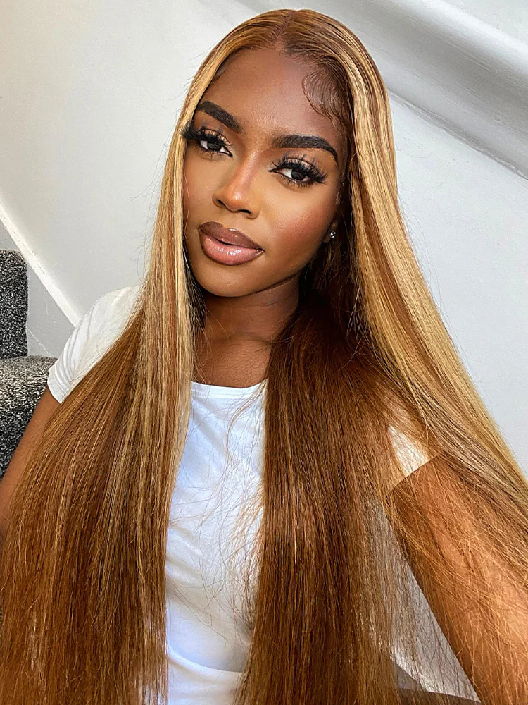 CurlyMe 360 Lace Wear Go Highlight Ombre Straight Human Hair Glueless Wigs Pre-Plucked Lace Front Wig - Image 4