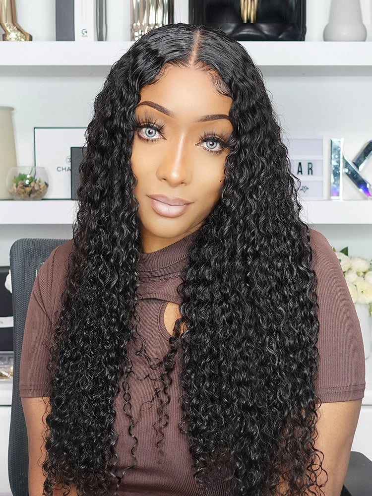 CurlyMe Deep Wave Human Hair Glueless Wig Wear Go Pre Cut Lace Closure Wig - Image 10