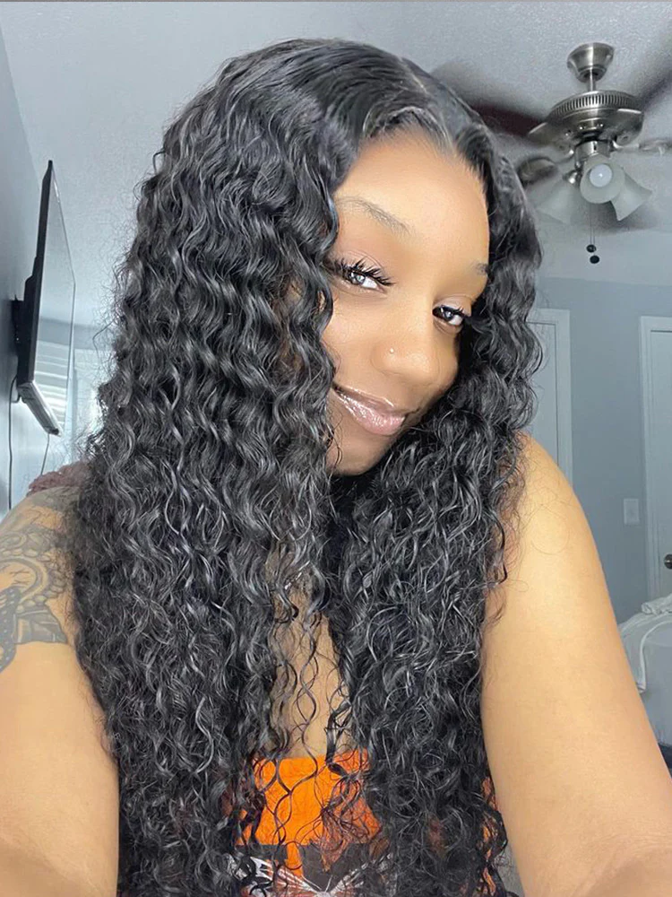 CurlyMe Deep Wave Human Hair Glueless Wig Wear Go Pre Cut Lace Closure Wig - Image 11
