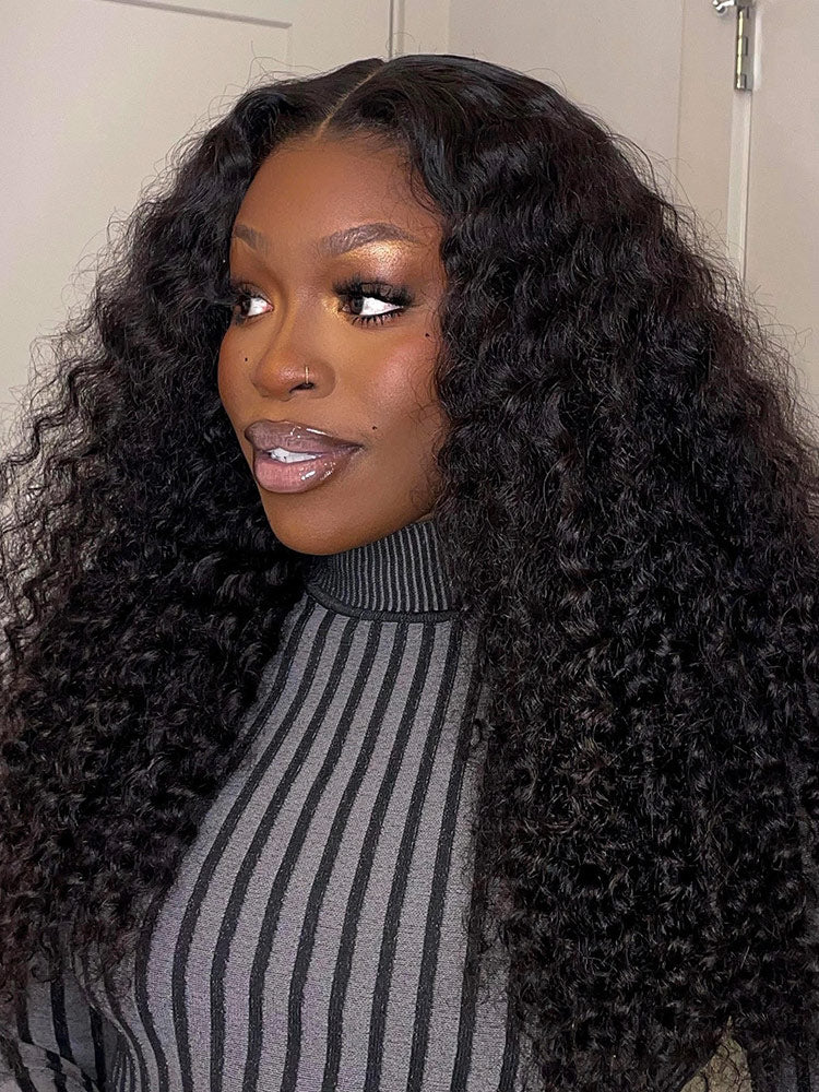 CurlyMe Deep Wave Human Hair Glueless Wig Wear Go Pre Cut Lace Closure Wig - Image 3