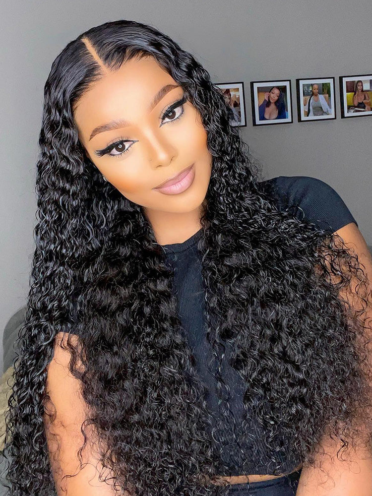 CurlyMe Deep Wave Human Hair Glueless Wig Wear Go Pre Cut Lace Closure Wig - Image 4