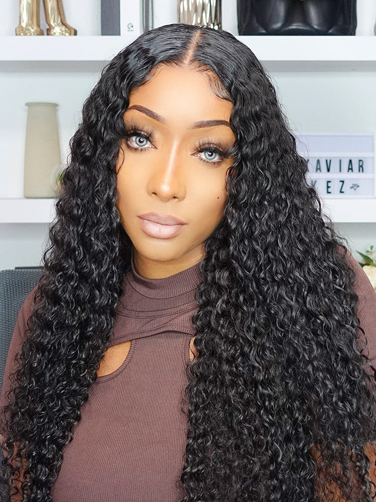 CurlyMe Deep Wave Human Hair Glueless Wig Wear Go Pre Cut Lace Closure Wig - Image 5
