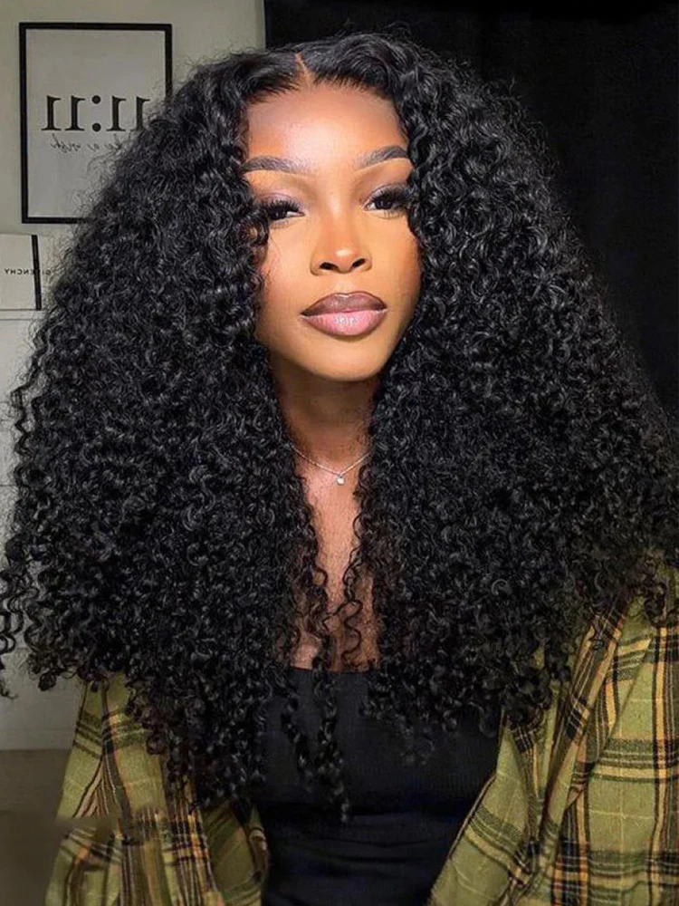 CurlyMe Kinky Curly Hair Pre-bleached 13x4 Swiss HD Lace/Transparent Lace Front Wigs Pre Plucked - Image 3