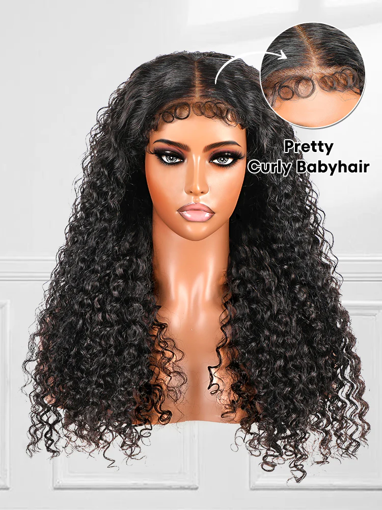 CurlyMe 3C Edges Wear Go Glueless Water Wave Wig With Sweet Curly Babyhair - Image 3