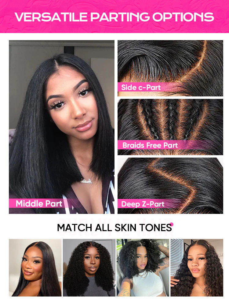 CurlyMe Pre-bleached Kinky Straight Glueless Bob Wig Pre-cut HD Lace Wear Go Pre-plucked Wig - Image 9