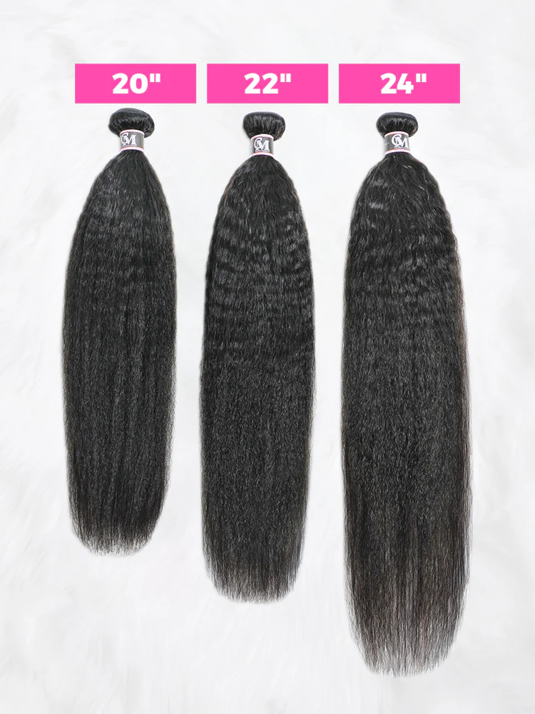 CurlyMe Kinky Straight Virgin Human Hair Bundles with Lace Frontal Natural Black - Image 8