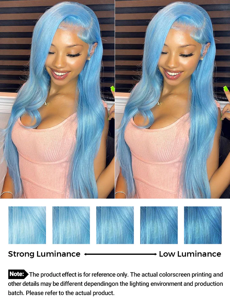 CurlyMe Hot Color Lake Brilliant Blue Straight Hair 13x4 Lace Front Wigs - Image 7