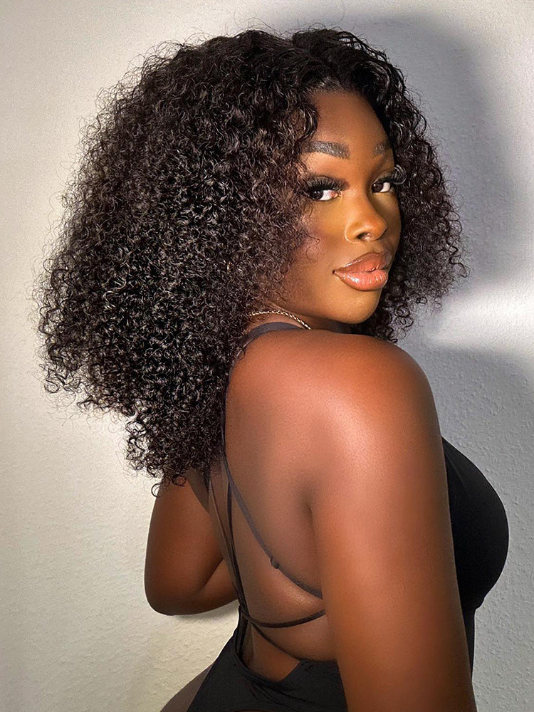 CurlyMe Pre-cut 9x6 HD Lace M-cap Wear Go Glueless Mini Knots Kinky Curly Hair Bob Wig Pre-plucked - Image 6