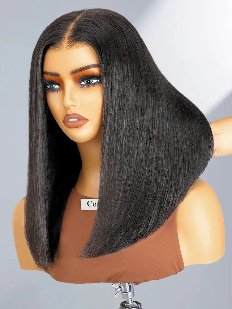 CurlyMe Pre-cut 9x6 HD Lace M-cap Wear Go Glueless Mini Knots Straight Bob Wig Pre-plucked - Image 7