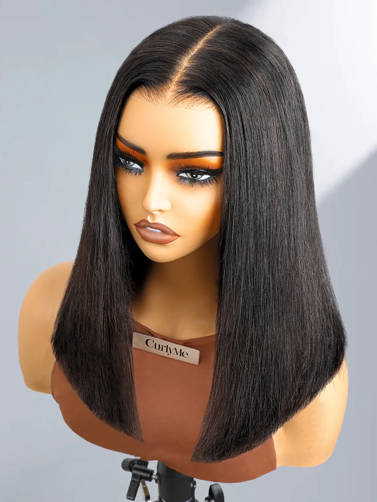 CurlyMe Pre-cut 9x6 HD Lace M-cap Wear Go Glueless Mini Knots Straight Bob Wig Pre-plucked - Image 8