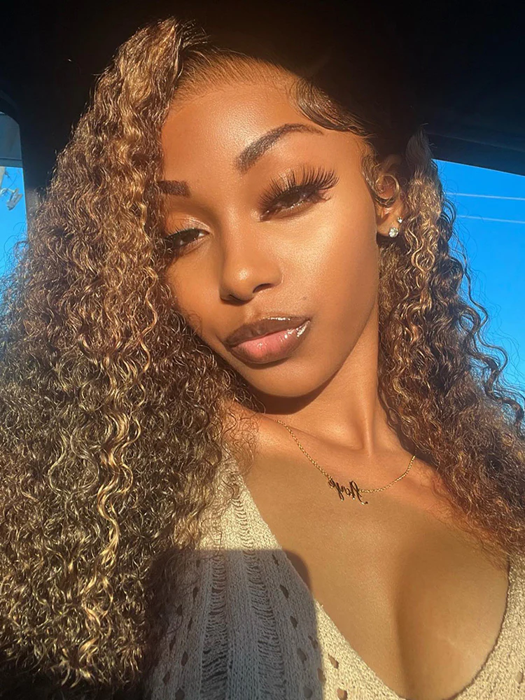 CurlyMe Pre-cut 9x6 Lace M-cap Wear Go Glueless Mini Knots Kinky Curly Hair Highlight Wig Pre-plucked - Image 7