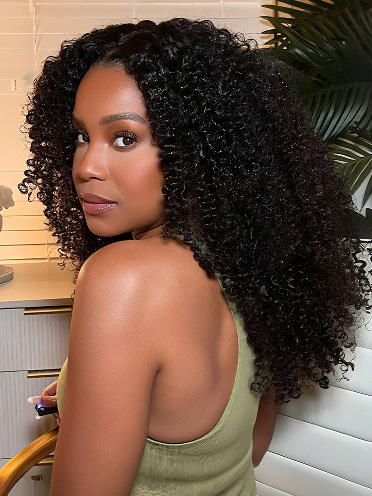 CurlyMe Pre-cut 9x6 Lace M-cap Wear Go Glueless Mini Knots Afro Curly Hair HD Lace Front Wig Pre-plucked - Image 3