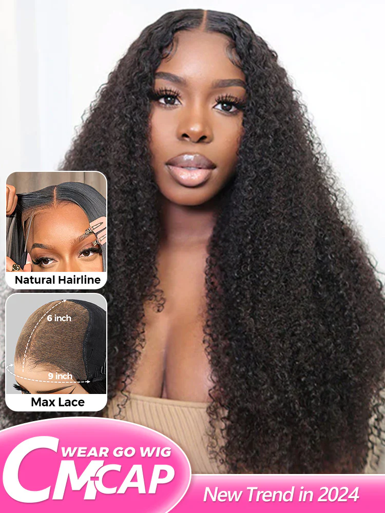 CurlyMe Pre-cut 9x6 Lace M-cap Wear Go Glueless Mini Knots Afro Curly Hair HD Lace Front Wig Pre-plucked - Image 4