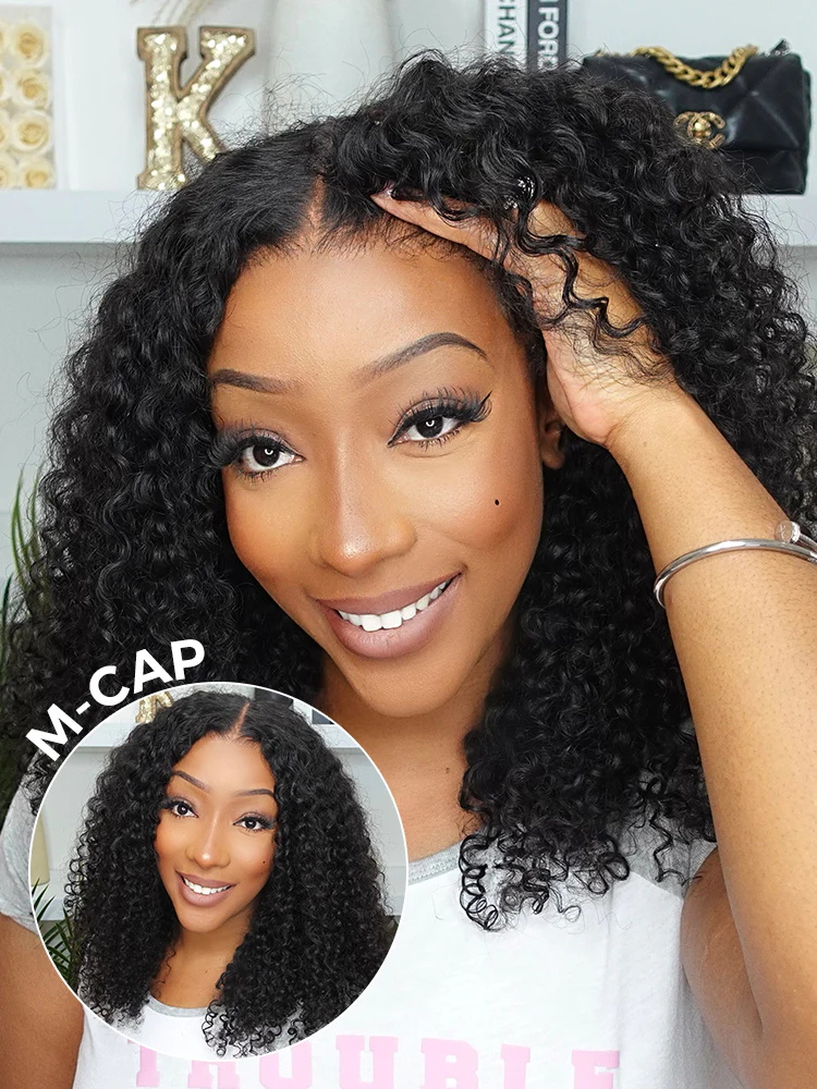CurlyMe Pre-cut 9x6 Lace M-cap Wear Go Glueless Mini Knots Kinky Curly Hair HD Lace Front Wig Pre-plucked - Image 11