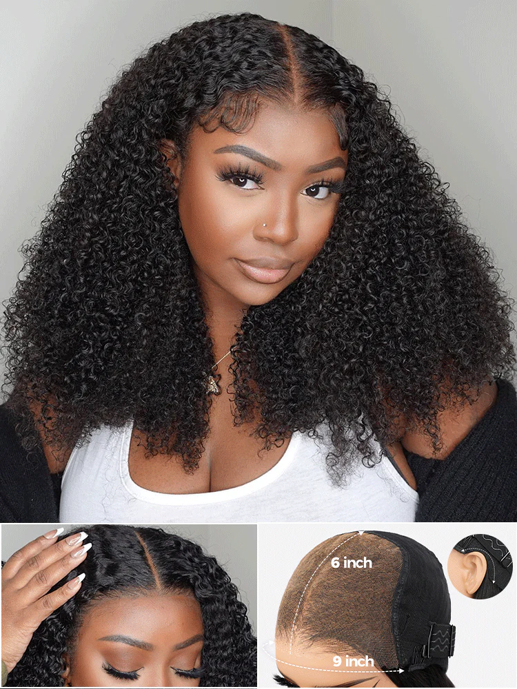 CurlyMe Pre-cut 9x6 Lace M-cap Wear Go Glueless Mini Knots Kinky Curly Hair HD Lace Front Wig Pre-plucked - Image 5