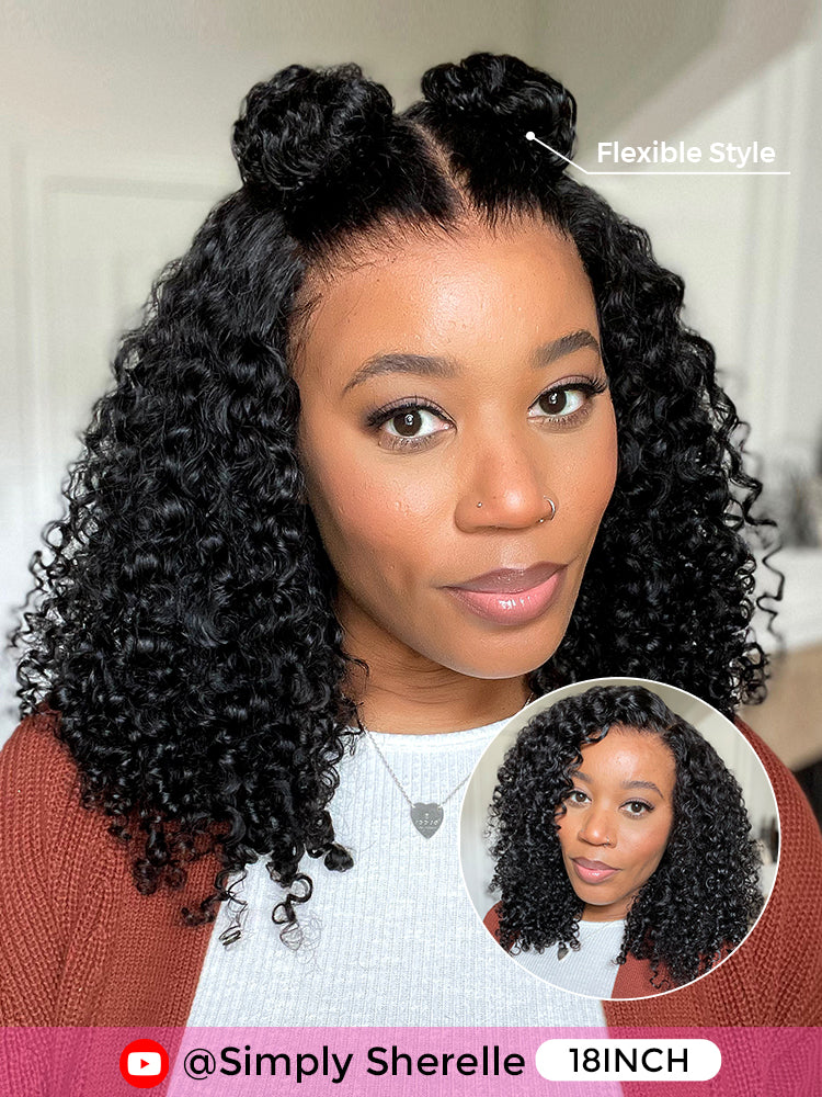 CurlyMe Pre-cut 9x6 Lace M-cap Wear Go Glueless Mini Knots Kinky Curly Hair HD Lace Front Wig Pre-plucked - Image 6
