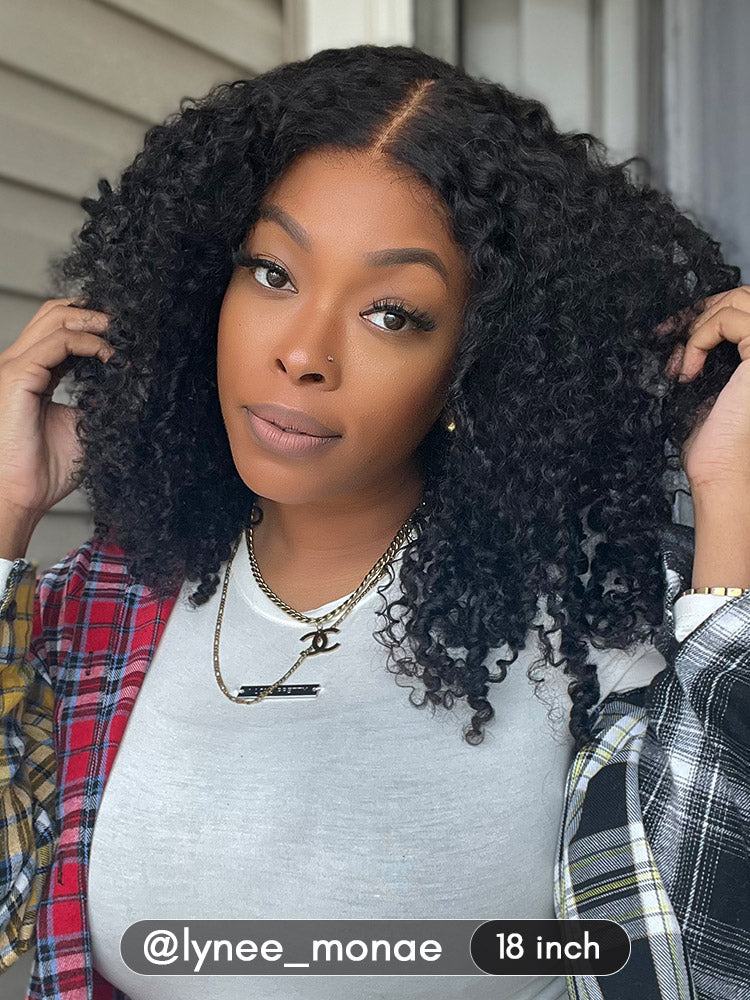 CurlyMe Pre-cut 9x6 Lace M-cap Wear Go Glueless Mini Knots Kinky Curly Hair HD Lace Front Wig Pre-plucked - Image 9
