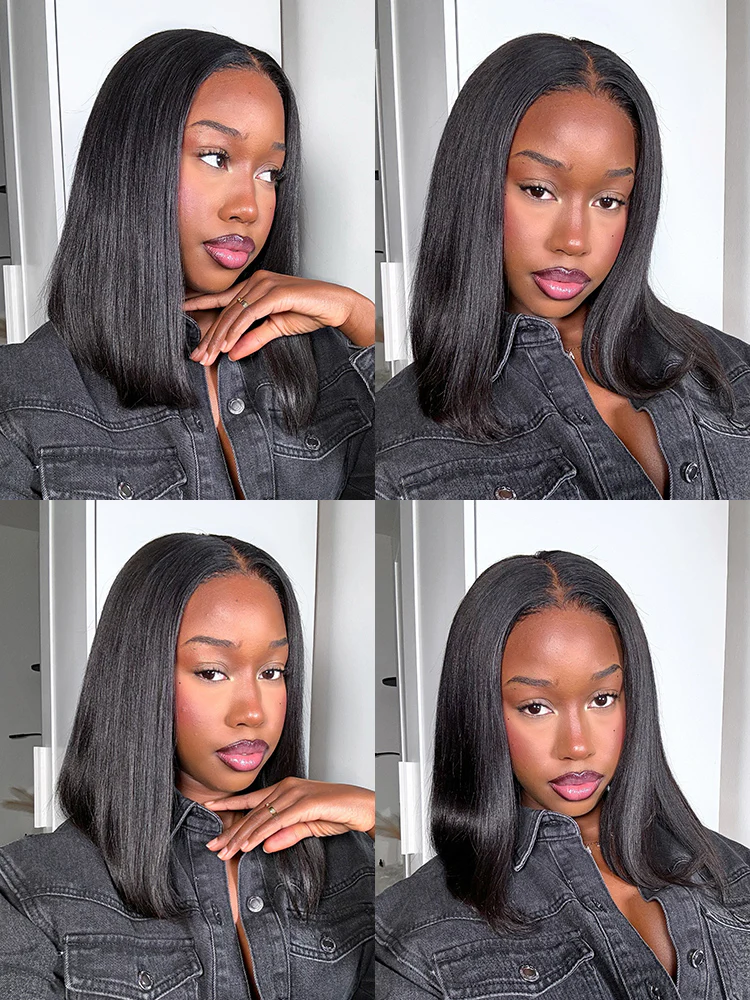 CurlyMe Blunt Cut 13x4 Lace Bob Wigs Short Straight Human Hair Summer Style - Image 6