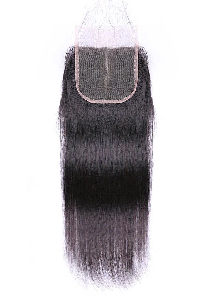 Straight Virgin Hair Natural Black Hair 4x4 Lace Closure - Image 3