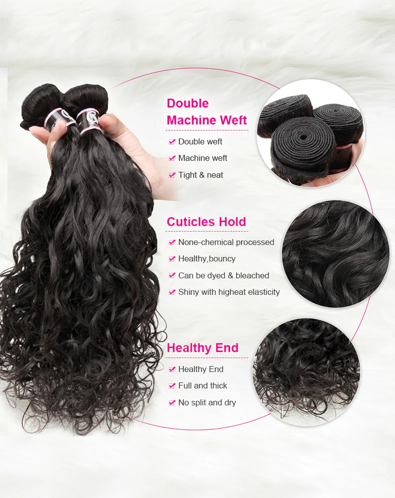 Natural Wave Virgin Hair Bundles 1/3/4Pcs Black Hair Extensions - Image 3