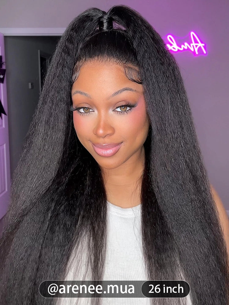 CurlyMe 360 Fit Wig Pre-Bleached Kinky Straight Human Hair Pre-Cut 360 Lace Wear Go Glueless Wig Pre-Plucked - Image 12