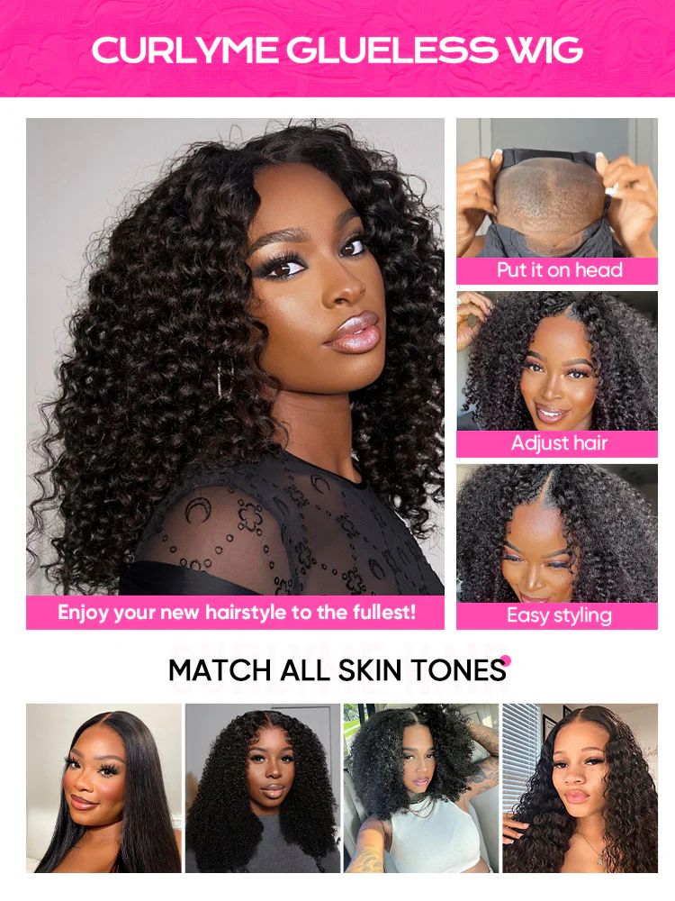 CurlyMe Pre-bleached Wear Go Glueless Afro Kinky Curly Pre-cut HD Lace Wig Pre-plucked - Image 10