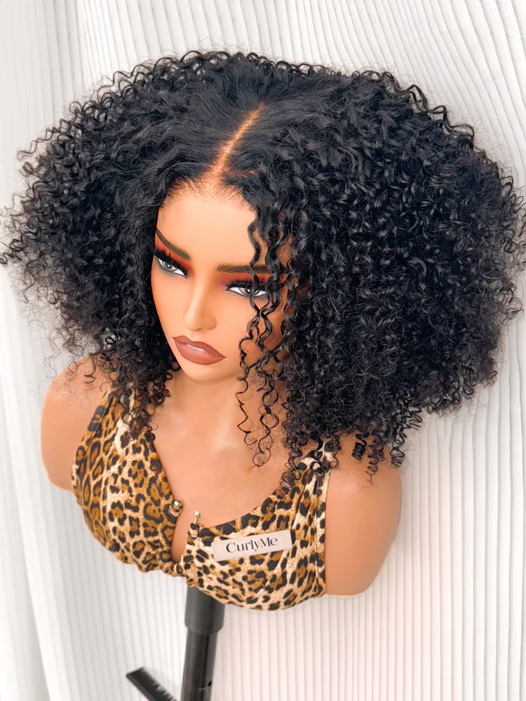 CurlyMe Pre-bleached Wear Go Glueless Afro Kinky Curly Pre-cut HD Lace Wig Pre-plucked - Image 3
