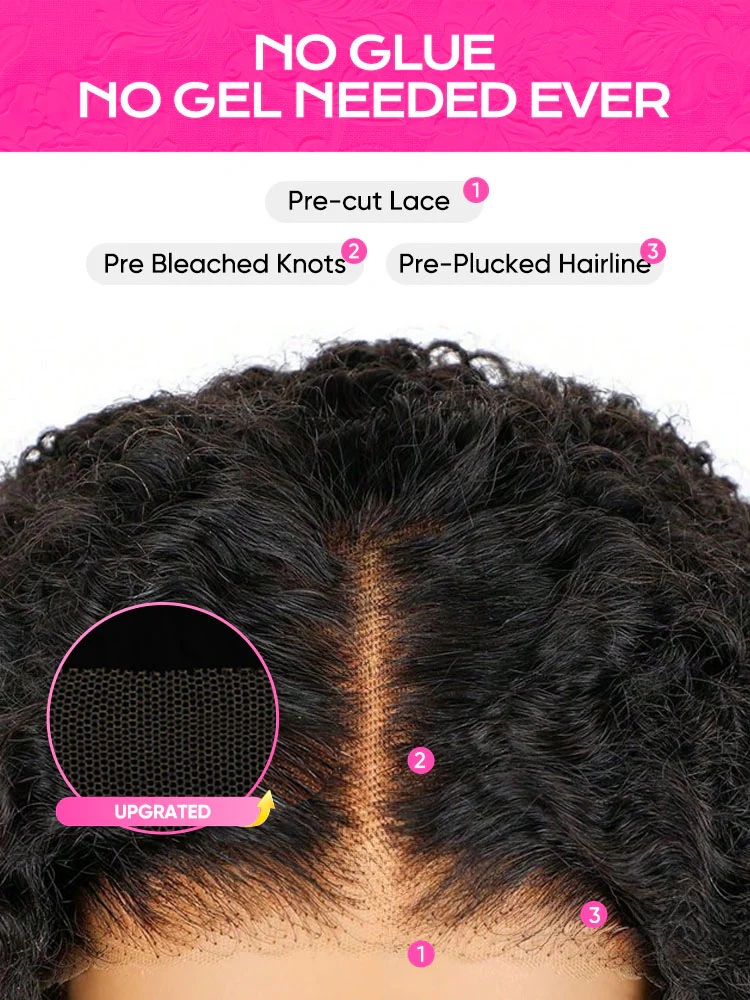 CurlyMe Pre-bleached Knots Wear Go Glueless Wig Pre-cut 7x5 HD Lace Kinky Curly Human Hair - Image 9