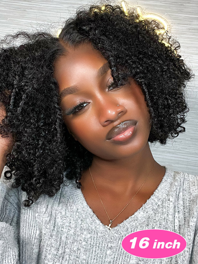 CurlyMe Pre-bleached Knots Wear Go Glueless Wig Pre-cut 7x5 HD Lace Kinky Curly Human Hair - Image 3