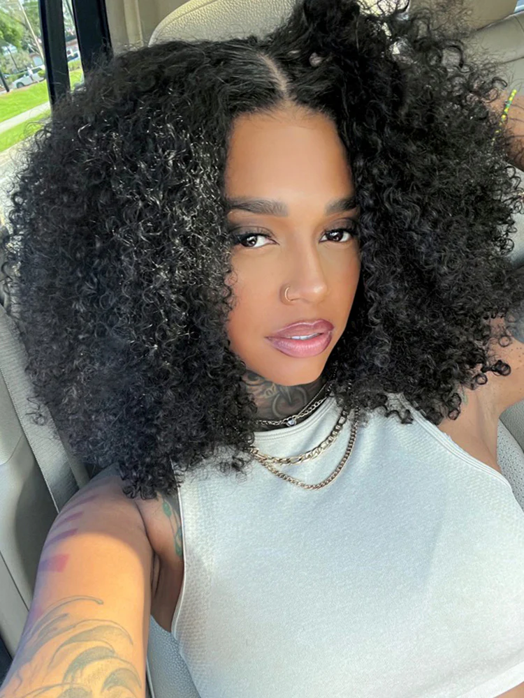 CurlyMe Pre-bleached Knots Wear Go Glueless Wig Pre-cut 7x5 HD Lace Kinky Curly Human Hair - Image 4