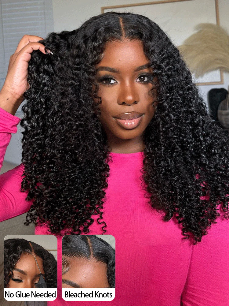 CurlyMe Pre Cut 13x4 HD Lace Kinky Curly Wear Go Glueless Wig Human Hair Wigs - Image 3