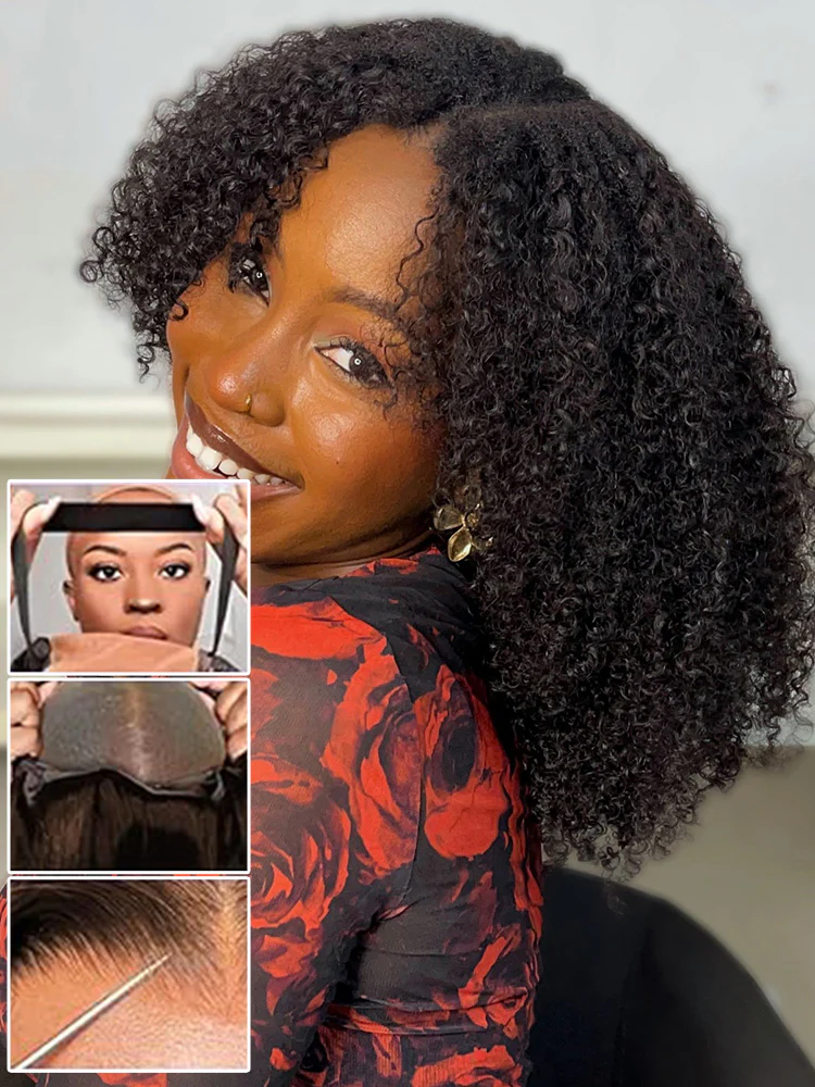 CurlyMe Layered Cut Pre-bleached Kinky Curly Hair Wear Go Glueless Wig 7x5 Pre-cut HD Lace Pre-plucked - Image 3