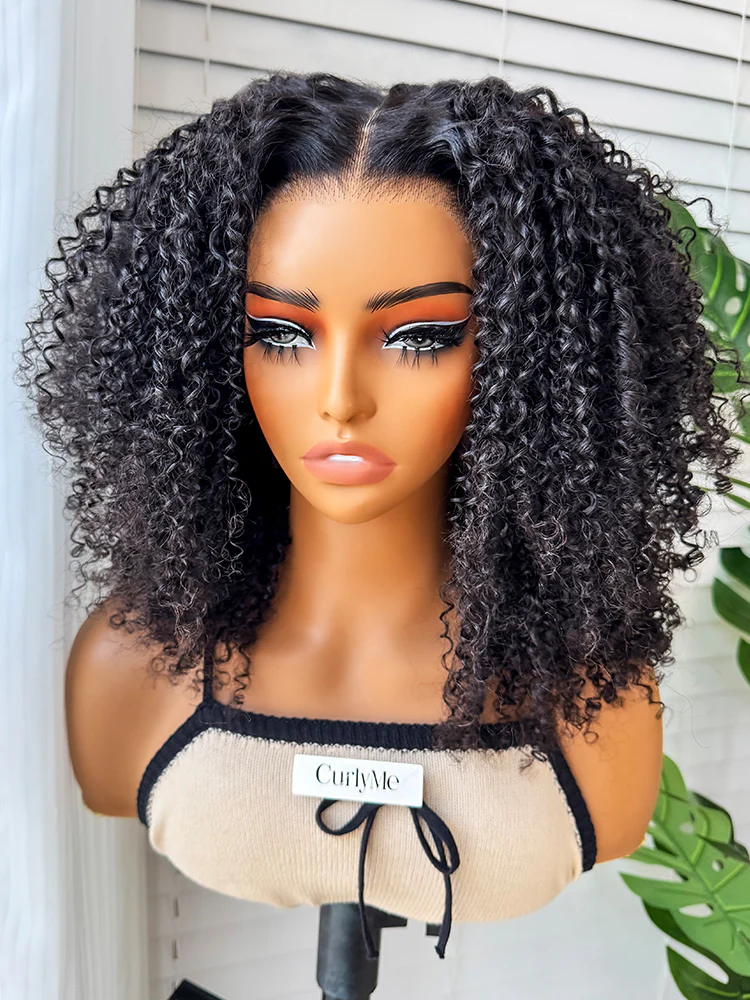 CurlyMe Layered Cut Pre-bleached Kinky Curly Hair Wear Go Glueless Wig 7x5 Pre-cut HD Lace Pre-plucked - Image 4