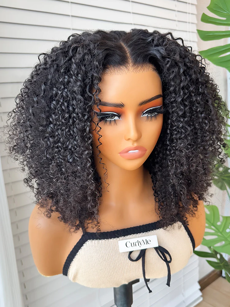 CurlyMe Layered Cut Pre-bleached Kinky Curly Hair Wear Go Glueless Wig 7x5 Pre-cut HD Lace Pre-plucked - Image 6
