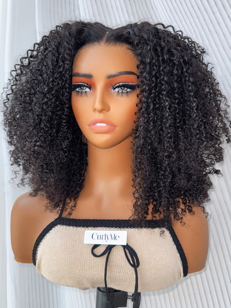 CurlyMe Layered Cut Pre-bleached Kinky Curly Hair Wear Go Glueless Wig 7x5 Pre-cut HD Lace Pre-plucked - Image 7