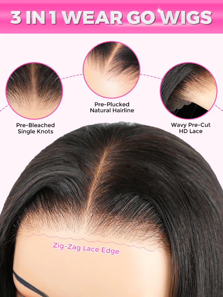 CurlyMe Layered Cut Pre-bleached Straight Hair Wear Go Glueless Wig 7x5 Pre-cut HD Lace Pre-plucked - Image 11