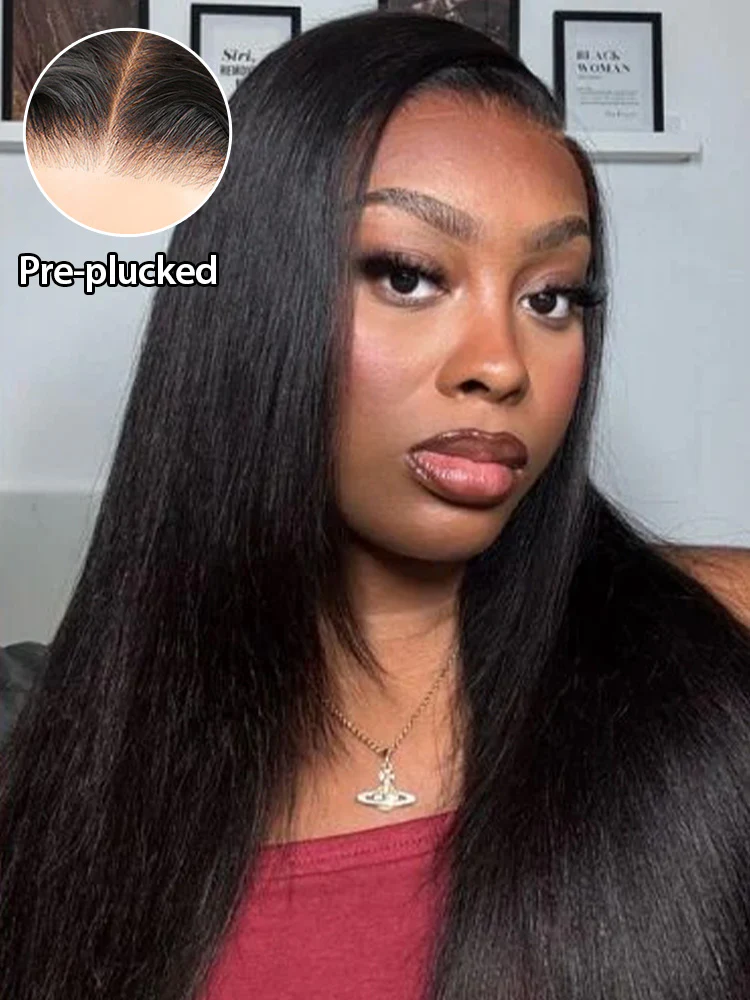 CurlyMe Layered Cut Pre-bleached Straight Hair Wear Go Glueless Wig 7x5 Pre-cut HD Lace Pre-plucked - Image 4