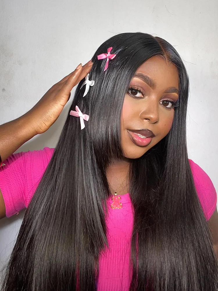 CurlyMe Layered Cut Pre-bleached Straight Hair Wear Go Glueless Wig 7x5 Pre-cut HD Lace Pre-plucked - Image 5