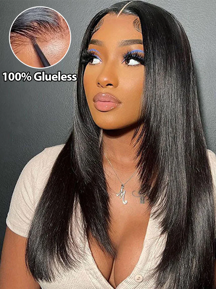 CurlyMe Layered Cut Pre-bleached Straight Hair Wear Go Glueless Wig 7x5 Pre-cut HD Lace Pre-plucked - Image 6