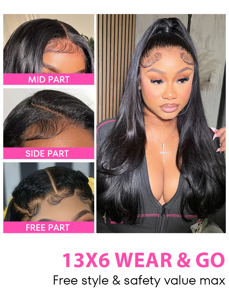 CurlyMe Pre-Bleached Knots 13x4/13x6 HD Lace Straight Human Hair Wear Go Glueless Wig With Elastic Draw-string - Image 8