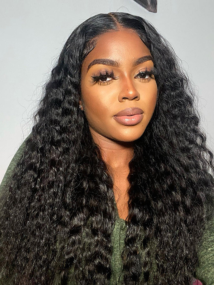 CurlyMe Pre Bleached Knots Water Wave Hair 13x4/13x6 HD Lace Frontal Wig With Elastic Drawstring Wear Go Wig - Image 5