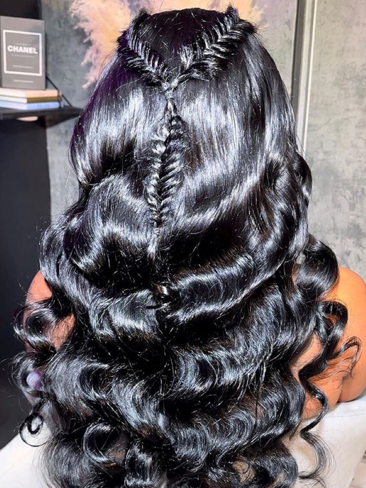 CurlyMe 360 Fit Pre-Cut Lace Wear Go Pre-Bleached Ocean Wave Human Hair Pre-Plucked Wig - Image 4