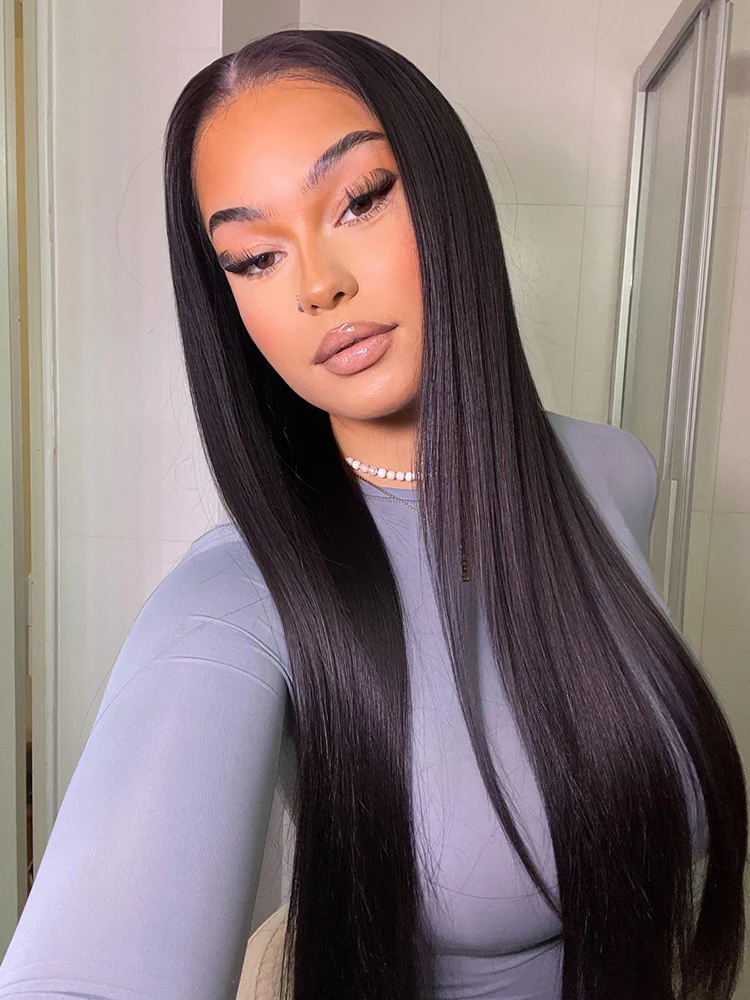 CurlyMe 360 Lace Wear Go Pre-Bleached Straight Human Hair Glueless Wigs Pre-Plucked Lace Front Wig - Image 13