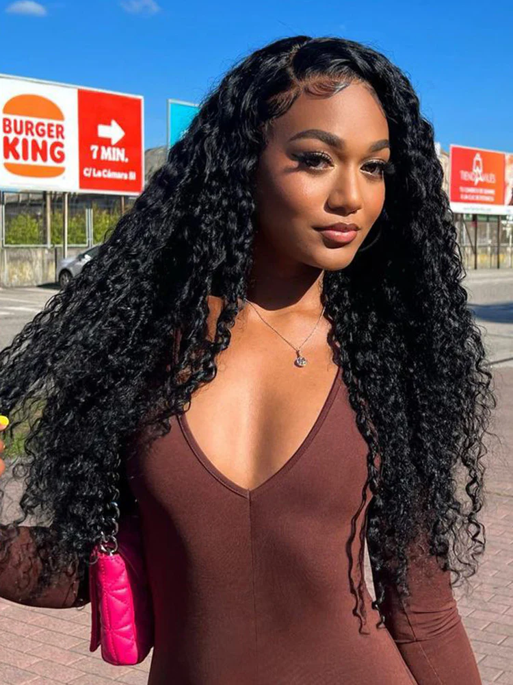 CurlyMe Pre-bleached Kinky Curly Hair Swiss HD Lace/Transparent Lace Front Wigs - Image 4