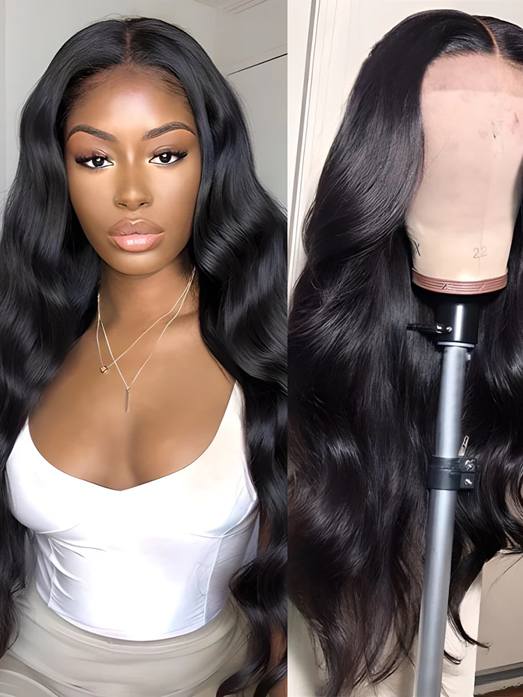 CurlyMe Body Wave Hair Gorgeous 4x4 Lace Closure Wig Pre Plucked Natural Color Curly Hair - Image 8