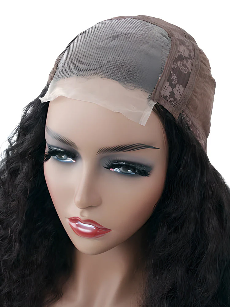 CurlyMe Deep Wave Hair 4x4 Lace Closure Wig Pre Plucked Swiss Lace Curly Hair - Image 9