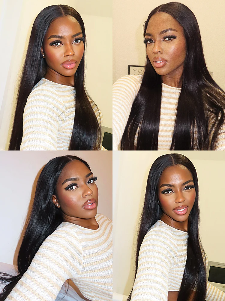 CurlyMe Hot Straight Hair 4x4 Swiss Lace Closure Wig With Baby Hair Pre Plucked - Image 3