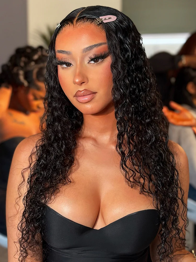 CurlyMe Water Wave 4x4 Lace Closure Wig Pre Plucked With Baby Hair For Women - Image 3