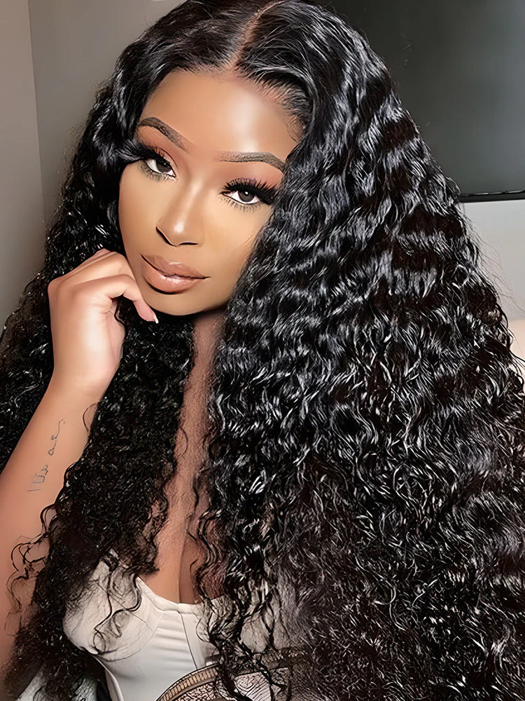 CurlyMe Water Wave 4x4 Lace Closure Wig Pre Plucked With Baby Hair For Women - Image 5